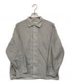 STEVEN ALANスティーブンアラン）の古着「T/C CHECK TRIPLE-STICH CAMP COLLAR SHIRT」｜グレー