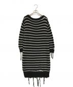 MM6 Maison Margielaエムエムシックス メゾンマルジェラ）の古着「DESTOROID BORDER KNIT DRESS」｜ホワイト×ブラック