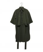 PLAN Cプランシー）の古着「asymmetric hem tied back shirt」｜オリーブ