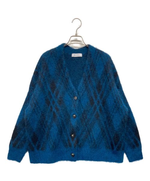 SACRA（サクラ）SACRA (サクラ) MOHAIR PLAID JACQUARD CARDIGAN ブルー サイズ:SIZE 38の古着・服飾アイテム