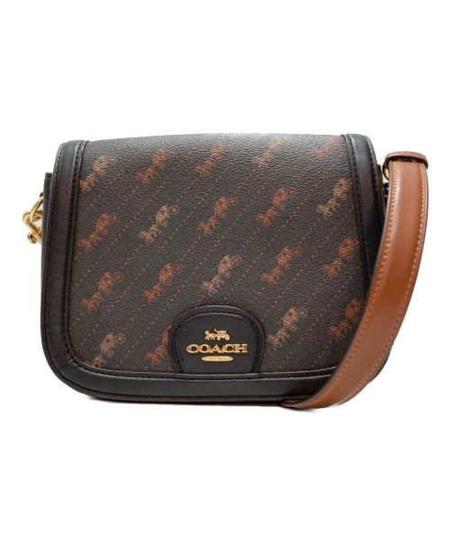 COACH（コーチ）COACH (コーチ) HORSE AND CARRIAGE DOT PRINT サドル バッグ ブラックの古着・服飾アイテム