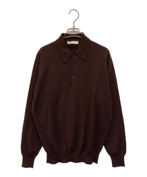 JOHN SMEDLEY（ジョンスメドレー）JOHN SMEDLEY (ジョンスメドレー) ニットポロシャツ ブラウン サイズ:Mの古着・服飾アイテム