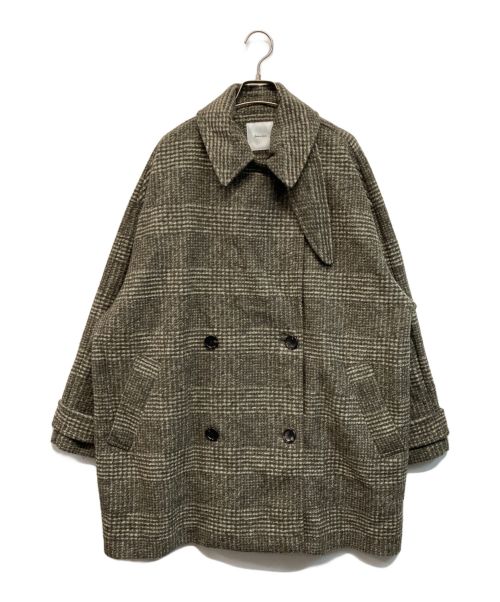 Spick and Span（スピックアンドスパン）Spick and Span (スピックアンドスパン) Wスライバーチェックハーフコート ブラウン サイズ:SIZE 38の古着・服飾アイテム