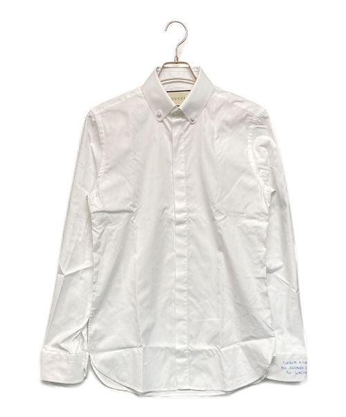 GUCCI（グッチ）GUCCI (グッチ) Text-embroidered poplin Shirt ホワイト サイズ:SIZE 39-15 1/2の古着・服飾アイテム