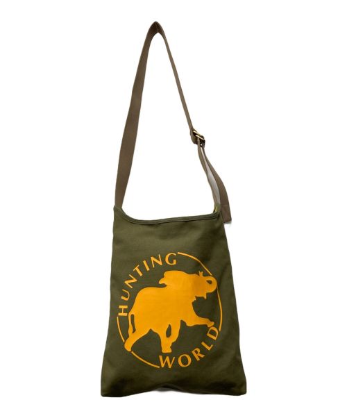 HUNTING WORLD（ハンティングワールド）HUNTING WORLD (ハンティングワールド) リバーシブルショルダーバッグ カーキ×イエローの古着・服飾アイテム