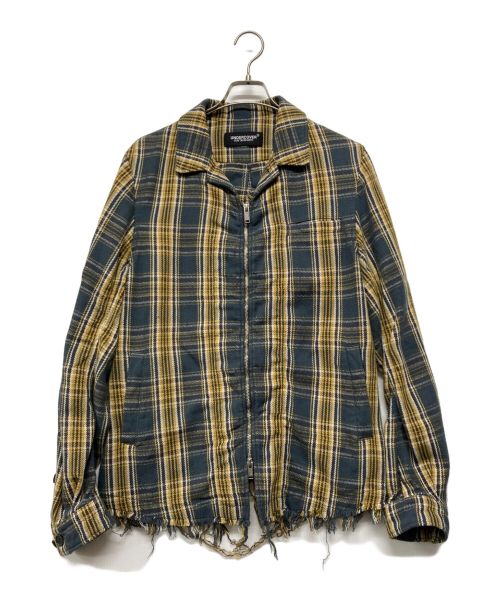 UNDERCOVER（アンダーカバー）UNDERCOVER (アンダーカバー) ジップアップフリンジチェックシャツブルゾン イエロー サイズ:SIZE 3の古着・服飾アイテム