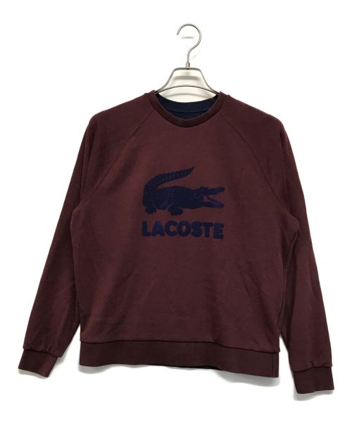 LACOSTE（ラコステ）LACOSTE (ラコステ) ビッグロゴプリントクルーネックスウェット レッド サイズ:36の古着・服飾アイテム