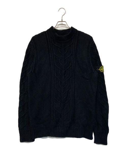 STONE ISLAND（ストーンアイランド）STONE ISLAND (ストーンアイランド) ケーブル編みニット ブラック サイズ:SIZE Lの古着・服飾アイテム