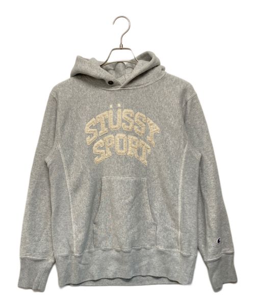 Champion（チャンピオン）Champion (チャンピオン) stussy (ステューシー) プルオーバーパーカー グレー サイズ:SIZE Mの古着・服飾アイテム