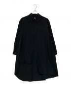 GROUND Yグラウンドワイ）の古着「POLYESTER CREPE de CHINE JUMBO ASYMMETRIC SHIRT.」｜ブラック