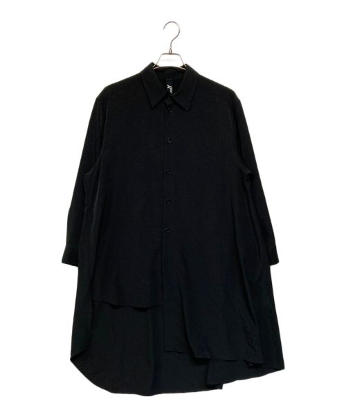 GROUND Y（グラウンドワイ）GROUND Y (グラウンドワイ) POLYESTER CREPE de CHINE JUMBO ASYMMETRIC SHIRT. ブラック サイズ:SIZE 1の古着・服飾アイテム