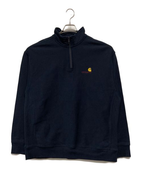 Carhartt WIP（カーハート ワークインプログレス）Carhartt WIP (カーハート) HALF ZIP AMERICAN SCRIPT SWEAT ネイビー サイズ:SIZE XLの古着・服飾アイテム