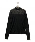 LIMI feuリミフゥ）の古着「60/2 C SJ+PE TULLE COMBI SWITCHING HIGH NECK T」｜ブラック