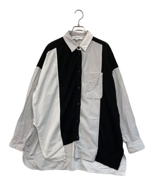 ENFOLD（エンフォルド）ENFOLD (エンフォルド) KNIT CARDIGAN SHIRT ホワイト×ブラック サイズ:38の古着・服飾アイテム