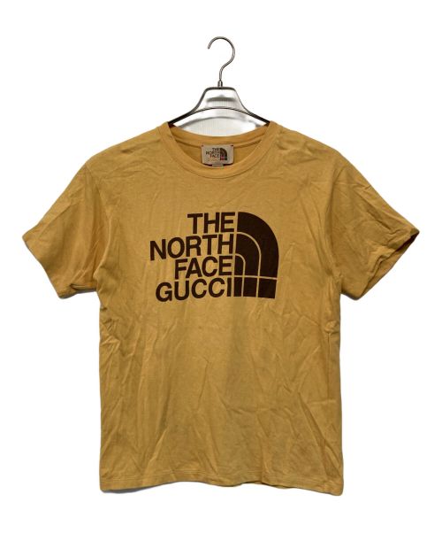 THE NORTH FACE（ザ ノース フェイス）THE NORTH FACE (ザ ノース フェイス) GUCCI (グッチ) ダブルネームロゴプリントTシャツ マスタード×ブラウン サイズ:SIZE XSの古着・服飾アイテム