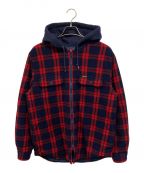 SUPREMEシュプリーム）の古着「HOODED PLAID WORK SHIRT」｜レッド×ネイビー