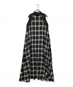 Lourenローレン）の古着「stand collar check dress」｜ブラック