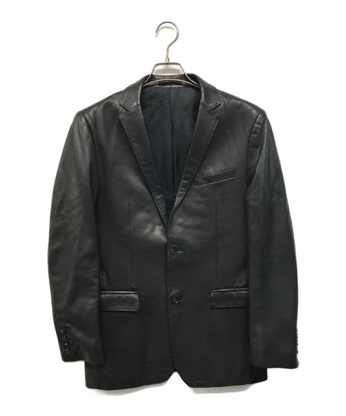 BURBERRY BLACK LABEL（バーバリーブラックレーベル）BURBERRY BLACK LABEL (バーバリーブラックレーベル) ラムスキンテーラードジャケット ブラック サイズ:SIZE LLの古着・服飾アイテム