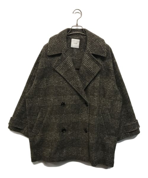 Spick and Span（スピックアンドスパン）Spick and Span (スピックアンドスパン) Wスライバーチェックハーフコート ブラウン サイズ:38の古着・服飾アイテム