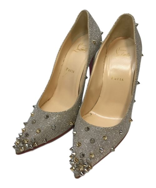 Christian Louboutin（クリスチャン・ルブタン）Christian Louboutin (クリスチャン・ルブタン) スタッズヒールパンプス　グリッターパンプス シルバー サイズ:SIZE 38 1/2の古着・服飾アイテム