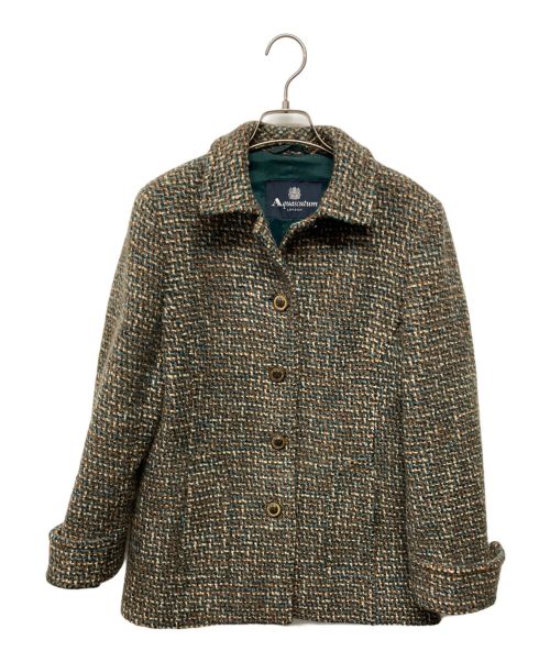 Aquascutum（アクアスキュータム）Aquascutum (アクアスキュータム) ツイードコート ブラウン×グリーン サイズ:SIZE 11の古着・服飾アイテム