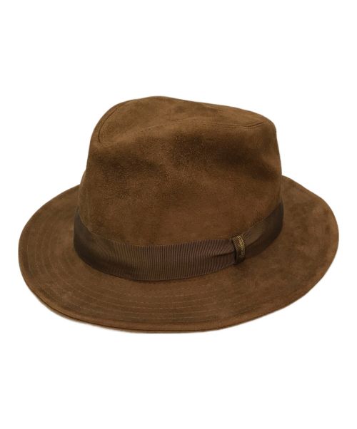 BORSALINO（ボルサリーノ）BORSALINO (ボルサリーノ) レザーハット ブラウン サイズ:SIZE 61の古着・服飾アイテム