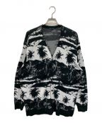 LAD MUSICIANラッドミュージシャン）の古着「COTTON W JACQUARD PALMTREE CARDIGAN」｜ブラック×ホワイト