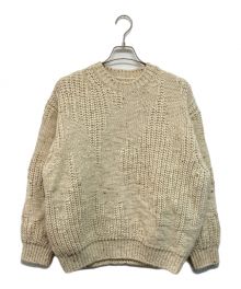 YOKE（ヨーク）の古着「IRREGULAR KNITTED CREWNECK SWEATER」｜ベージュ