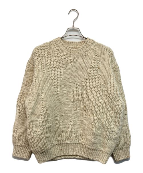 YOKE（ヨーク）YOKE (ヨーク) IRREGULAR KNITTED CREWNECK SWEATER ベージュ サイズ:2の古着・服飾アイテム