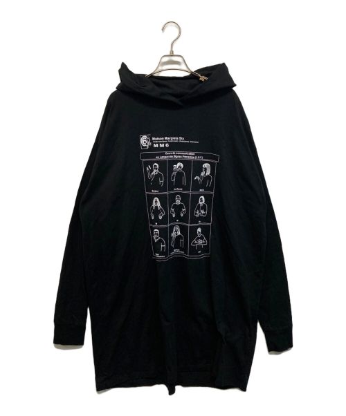 MM6 Maison Margiela（エムエムシックス メゾンマルジェラ）MM6 Maison Margiela (エムエムシックス メゾンマルジェラ) Print hoodie onepiece ブラック サイズ:Lの古着・服飾アイテム