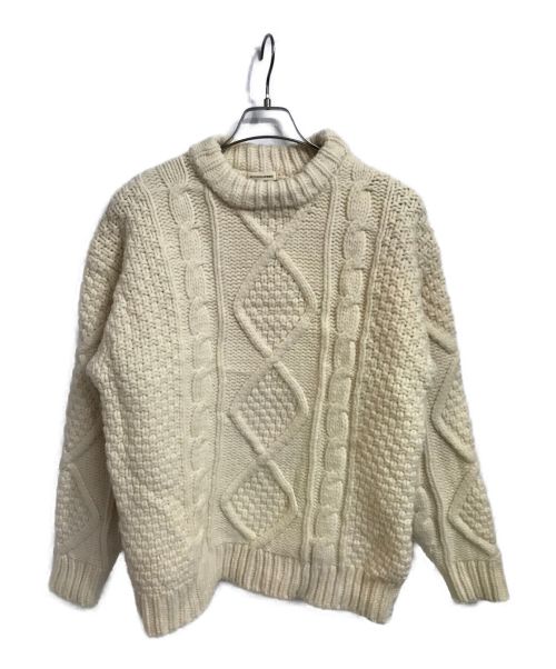 studioR330（ステュディオ アール スリーサーティー）STUDIOR330 (ステュディオ アール スリーサーティー) UNISEX CABLE KNIT SWEATER ホワイト サイズ:Sの古着・服飾アイテム