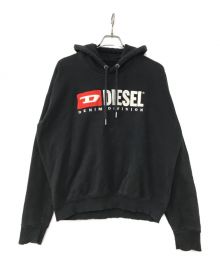 DIESEL（ディーゼル）の古着「ロゴ刺繍パーカー」｜ブラック