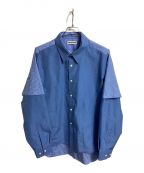 SOFTHYPHENソフトハイフン）の古着「DOUBLE FRONT OVER SIZED SIGNATURE SHIRT」｜スカイブルー