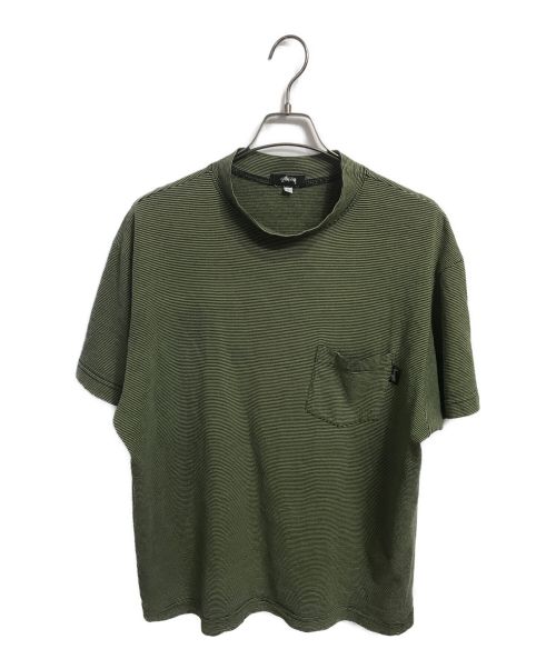 stussy（ステューシー）stussy (ステューシー) ボーダーポケットTシャツ グリーン サイズ:XLの古着・服飾アイテム