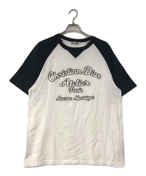 Christian Dior（クリスチャン ディオール）Christian Dior (クリスチャン ディオール) アトリエロゴ刺繍ラグランTシャツ ホワイト サイズ:Lの古着・服飾アイテム