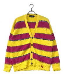 DSQUARED2（ディースクエアード）の古着「striped V-neck cardigan」｜イエロー