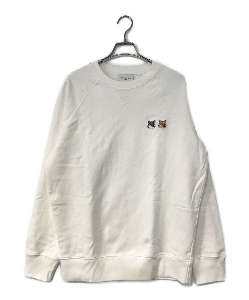 maison kitsune（メゾンキツネ）MAISON KITSUNE (メゾンキツネ) クルーネックスウェット ホワイト サイズ:Mの古着・服飾アイテム