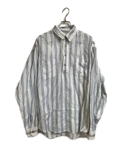 SIMPLY COMPLICATED（シンプリーコンプリケイティド）SIMPLY COMPLICATED (シンプリーコンプリケイティド) FRINGE STRIPE PULLOVER SHIRT ホワイト サイズ:3の古着・服飾アイテム