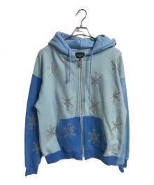 unknown（アンノーン）の古着「Blue Panel Dagger Rhinestone Zip up」｜スカイブルー