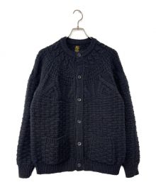 BATONER（バトナ―）の古着「SPREAD ARAN CREW NECK CARDIGAN」｜ブラック