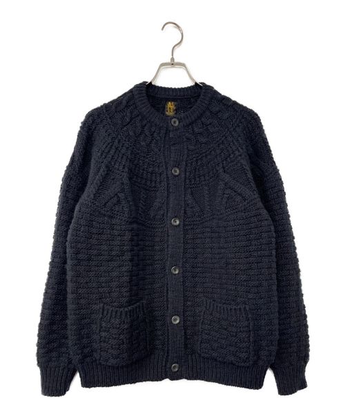 BATONER（バトナ―）BATONER (バトナ―) SPREAD ARAN CREW NECK CARDIGAN ブラック サイズ:3の古着・服飾アイテム