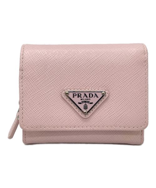 PRADA（プラダ）PRADA (プラダ) サフィアーノコンパクトウォレット ピンクの古着・服飾アイテム