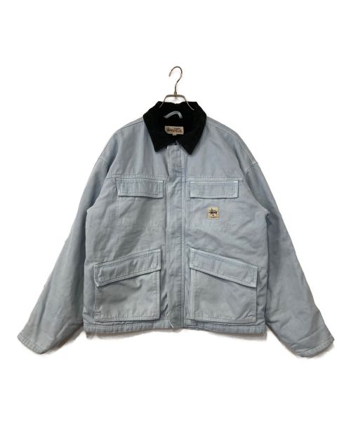 stussy（ステューシー）stussy (ステューシー) キャンバスショップジャケット スカイブルー サイズ:Lの古着・服飾アイテム