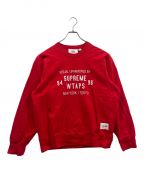 SUPREME×WTAPSシュプリーム×ダブルタップス）の古着「コラボクルーネックスウェット」｜レッド