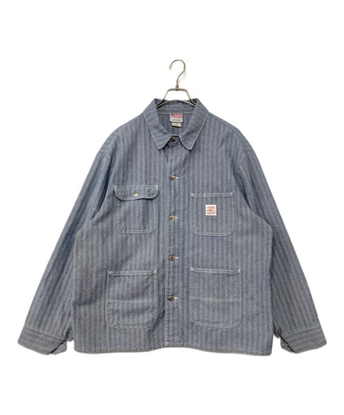 Pointer（ポインター）Pointer (ポインター) ヒッコリーカバーオール ブルー サイズ:Lの古着・服飾アイテム