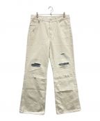 AMICUS ANIMAEAMICUS ANIMAE）の古着「Distressed Flared Jeans」｜ホワイト