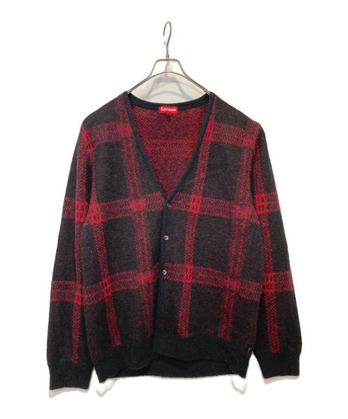 SUPREME（シュプリーム）Supreme (シュプリーム) Plaid Mohair Cardigan レッド×ブラック サイズ:XLの古着・服飾アイテム