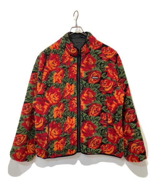 SUPREME（シュプリーム）Supreme (シュプリーム) Roses Sherpa Fleece Jacket レッド×ブラック サイズ:XLの古着・服飾アイテム