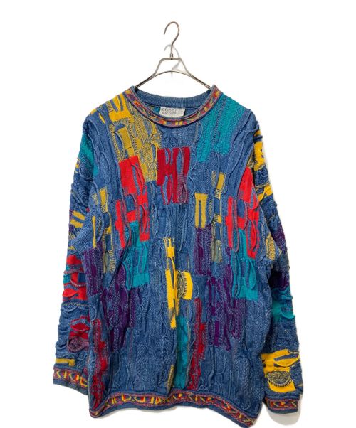 Coogi（クージー）Coogi (クージー) ワイド3Dニット ブルー サイズ:3XLの古着・服飾アイテム