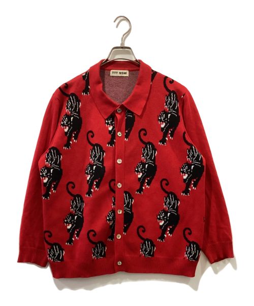 TTT MSW（ティー）TTT MSW (ティー) Panther Knit Cardigan レッド サイズ:Mの古着・服飾アイテム